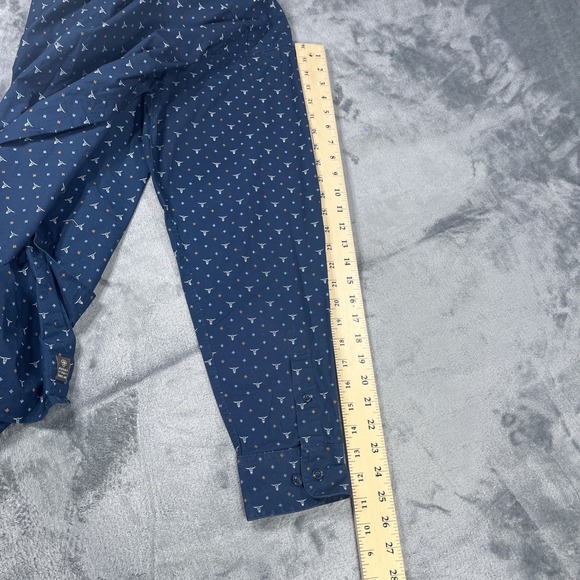 Ariat Shirt Mens Large Blue AOP Bulls Long Sleeve Button Western Ranch Fitted - Picture 10 of 10